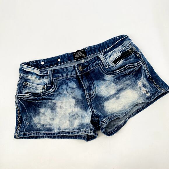 Rerock for Express Y2K Acid Wash Low Rise Denim Shorts - Picture 3 of 6